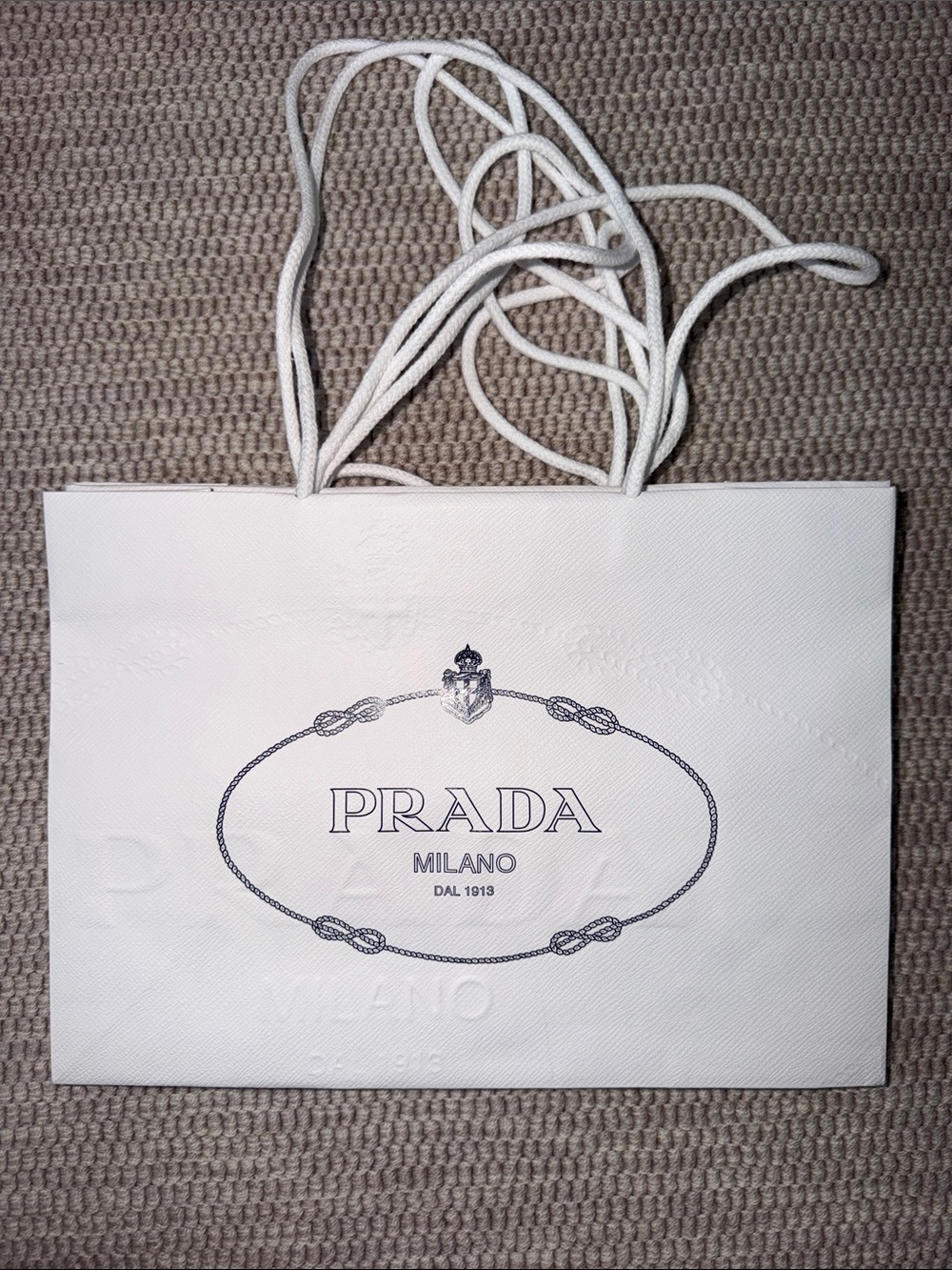Prada White Tote Shopping Bag with Rope Handles
